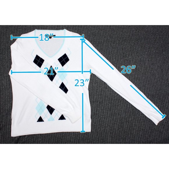 Brooks Brothers Supima Cotton V Neck Long Sleeve Sweater Diamond Pattern Large - Picture 3 of 4